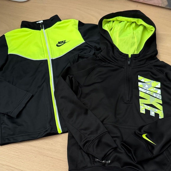 Nike Kids size 7 Black and Neon Yellow Hoodie and Jacket - Picture 1 of 5